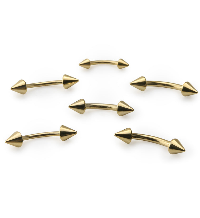 Gold PVD Spiked Curved Barbell