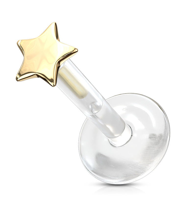 16G Gold Star 14kt Bioflex Labret Post