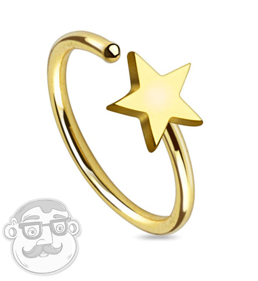 Gold Star Nose Ring Hoop
