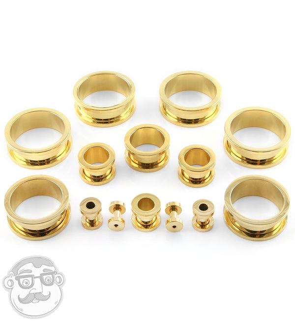 Gold Plated Stainless Steel Screw on Tunnels