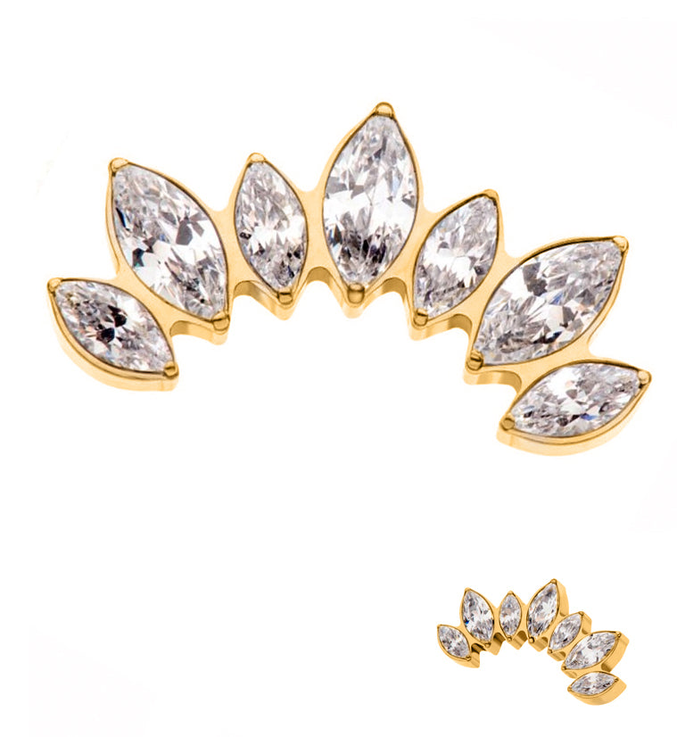 Gold PVD Anadem CZ Threadless Titanium Top