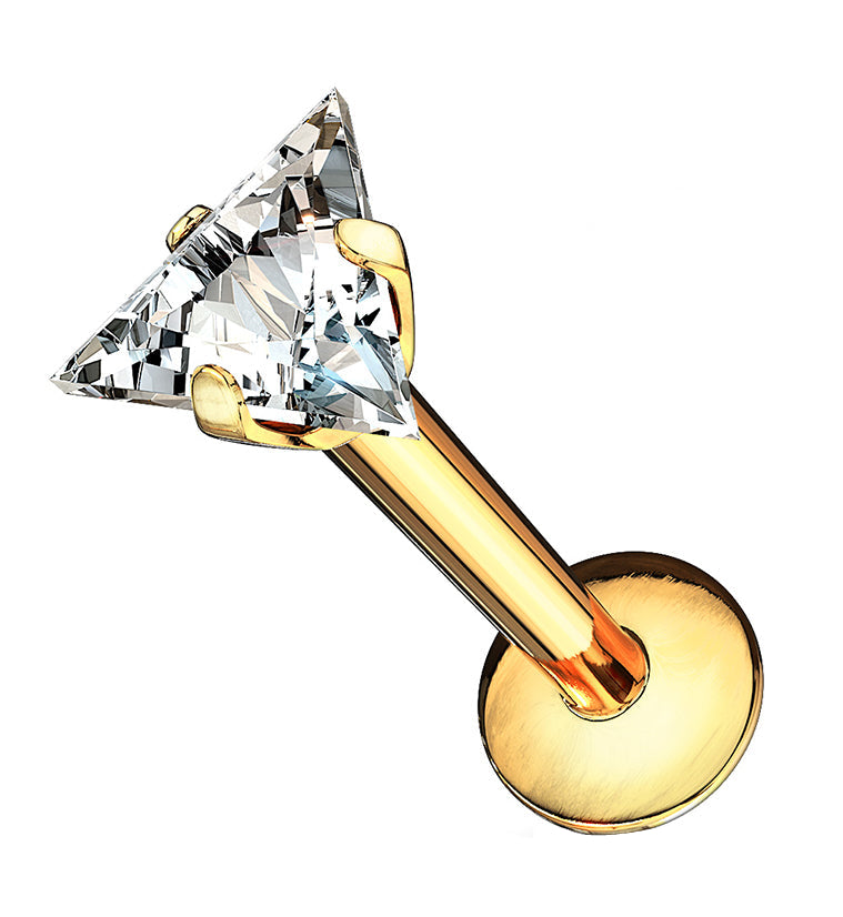 Triangle CZ Prong Internally Threaded Labret