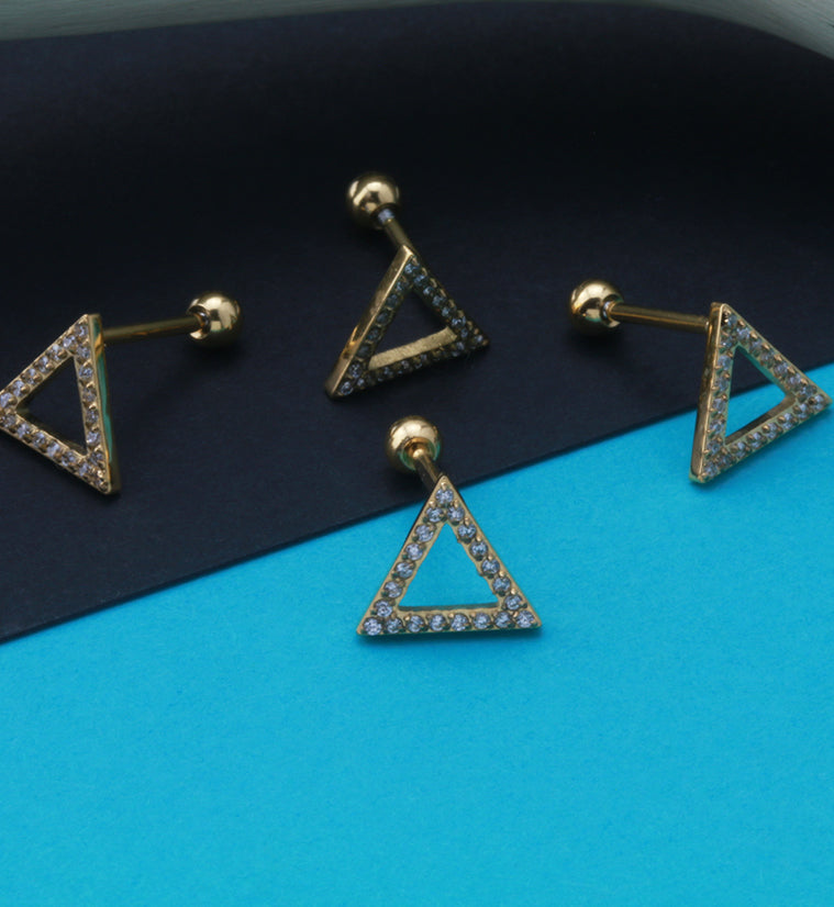 16G Gold PVD Triangle Cartilage Barbell