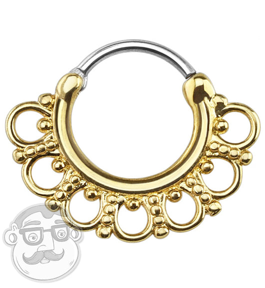 14G Rose Gold Plated Tribal Fan Septum Clicker