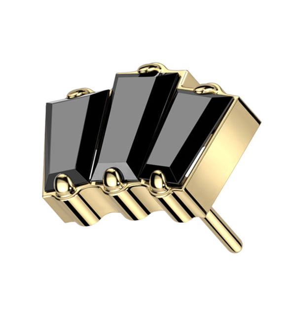 Gold PVD Trinal Black CZ Titanium Threadless Top