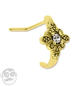 18G Gold PVD Trine CZ Nose Curve Ring