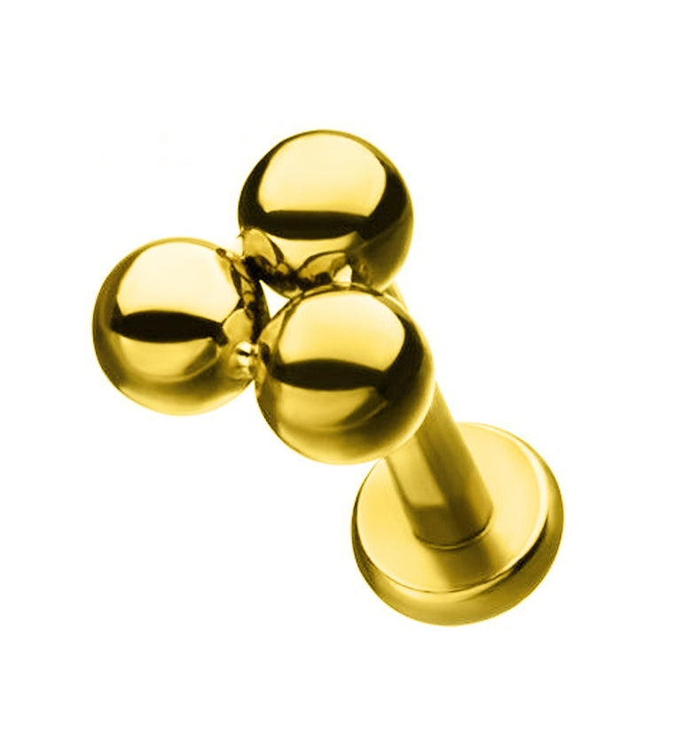 18G Gold PVD Triple Bead Labret