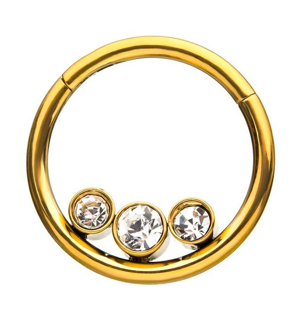 Gold PVD Triple CZ Hinged Segment Ring