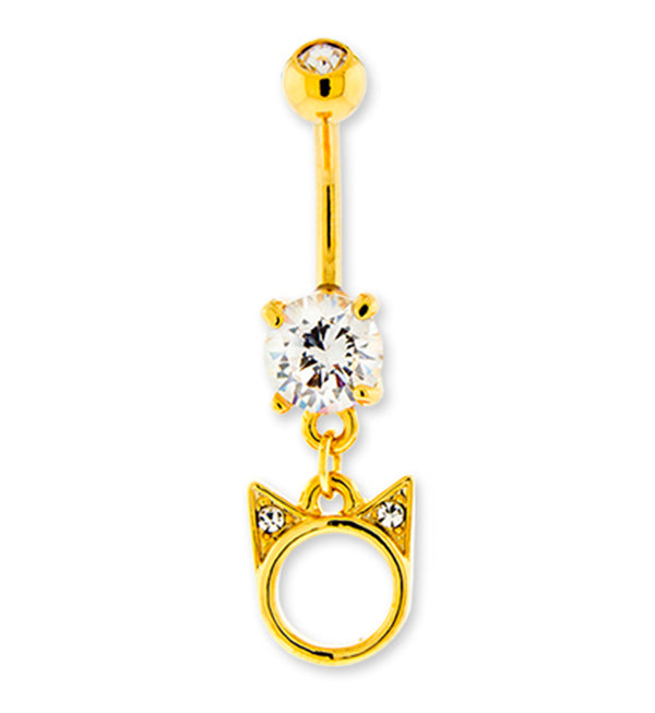 Gold PVD Kitty Cat Belly Button Ring