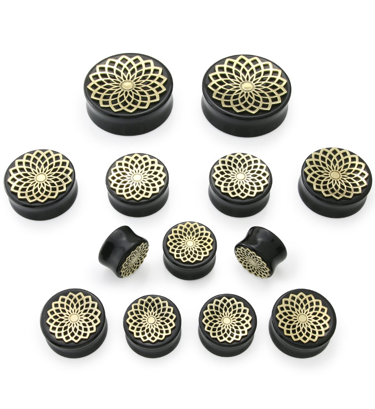 Mandala Frame Obsidian Plugs