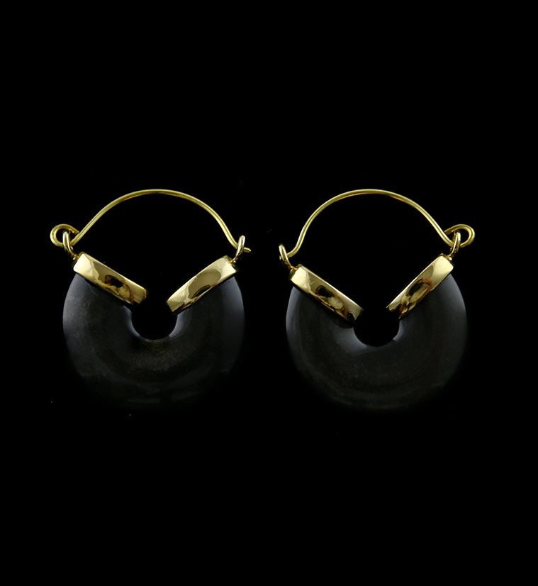 20G Golden Obsidian Halo Hangers / Earrings