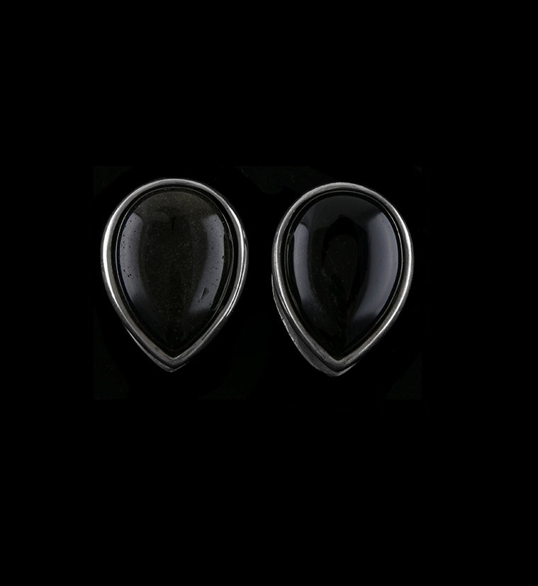 Golden Obsidian Knuckle White Brass Ear Weights