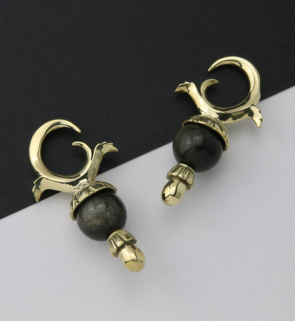 Golden Obsidian Stone Totum Ear Weights