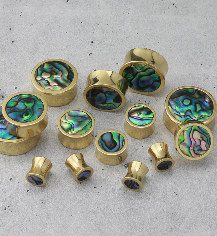 Golden Brass Abalone Shell Inlay Plugs