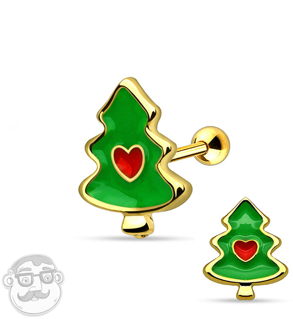 16G Christmas Tree Gold Tragus / Cartilage Barbell
