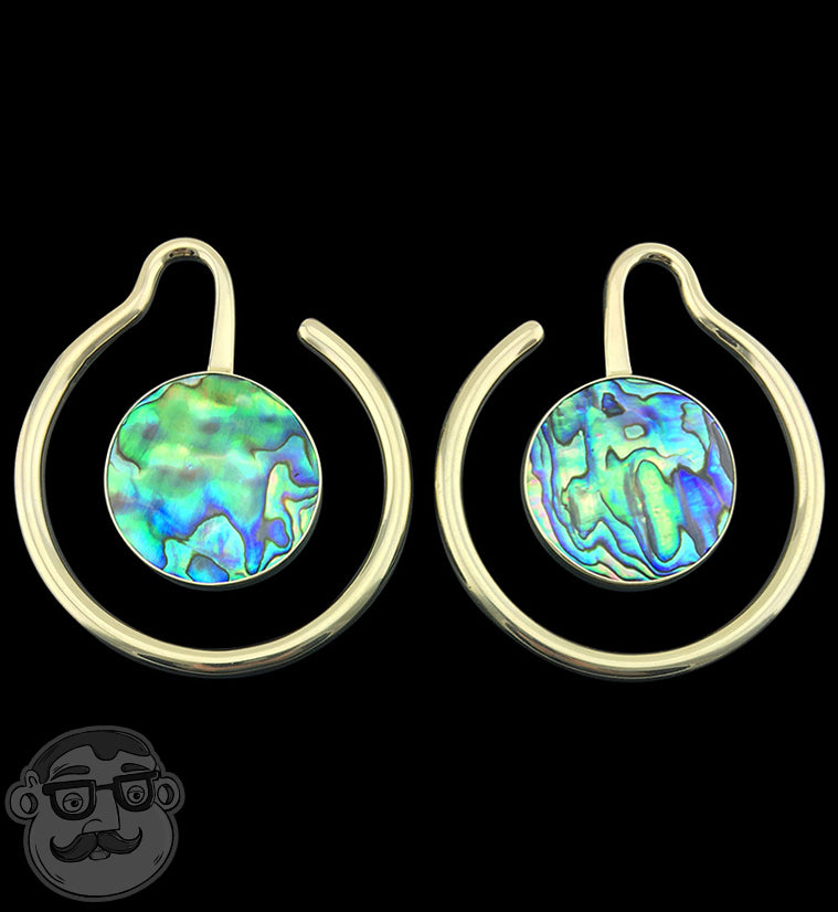 White Brass Capa Single Abalone Shell Ear Weights