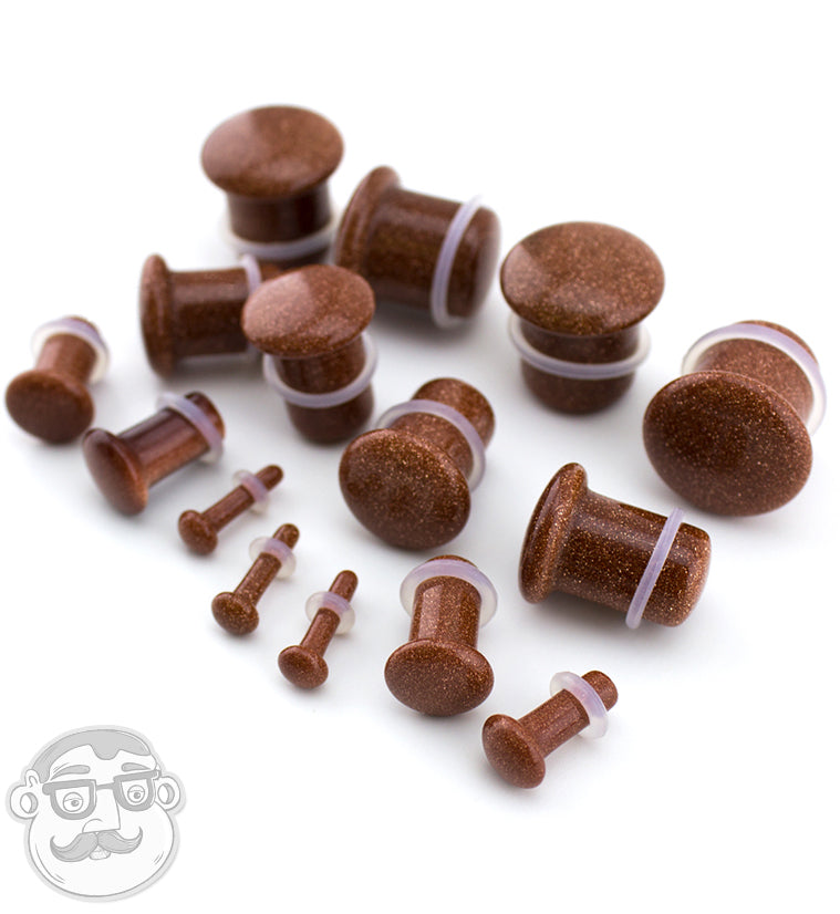 Single Flare Goldstone Glass Plugs