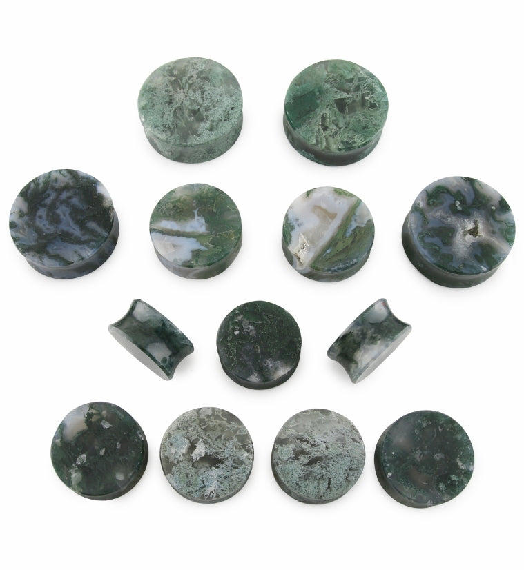 Grade A Green Moss Agate Stone Plugs