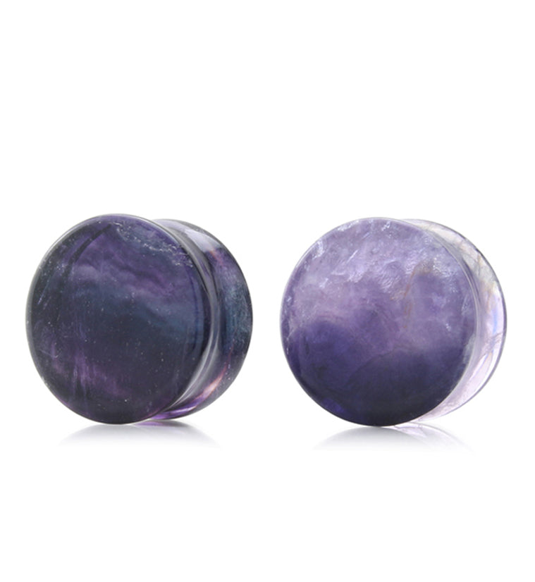 Grade A Rainbow Fluorite Stone Plugs 3/4" (19.5mm) - Version 2