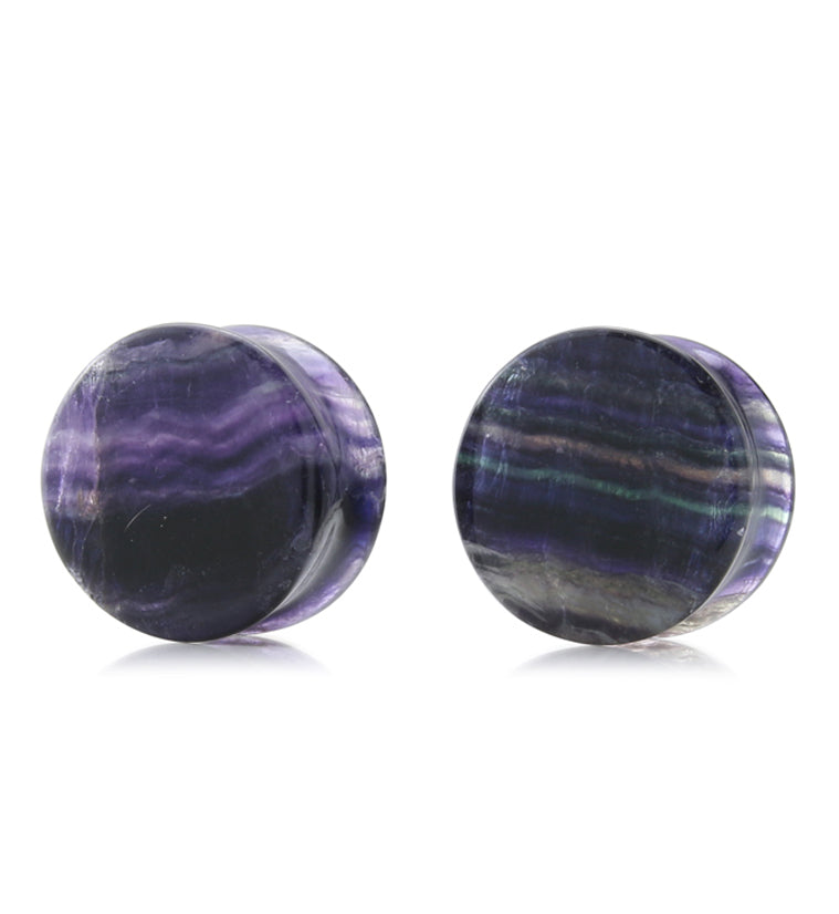 Grade A Rainbow Fluorite Stone Plugs 3/4" (19mm) - Version 1
