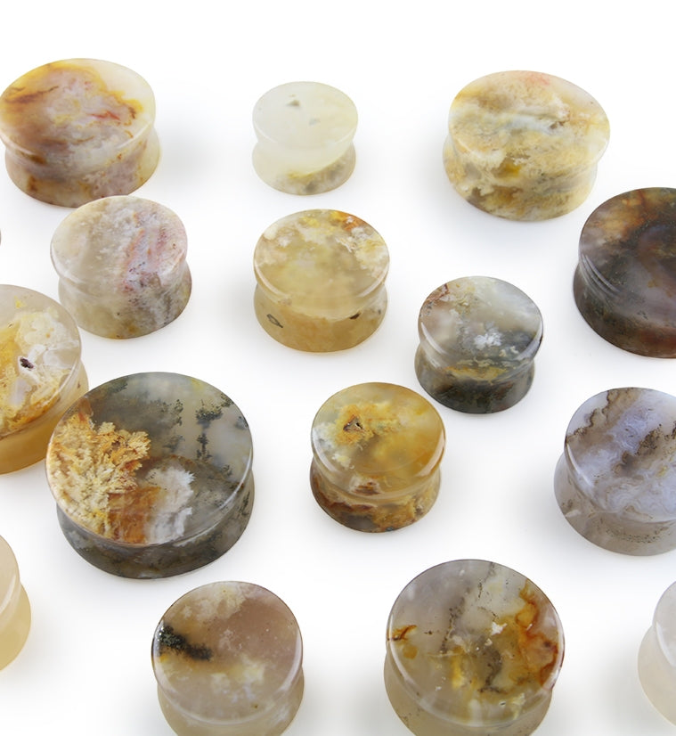 Graveyard Point Plume Agate Stone Plugs