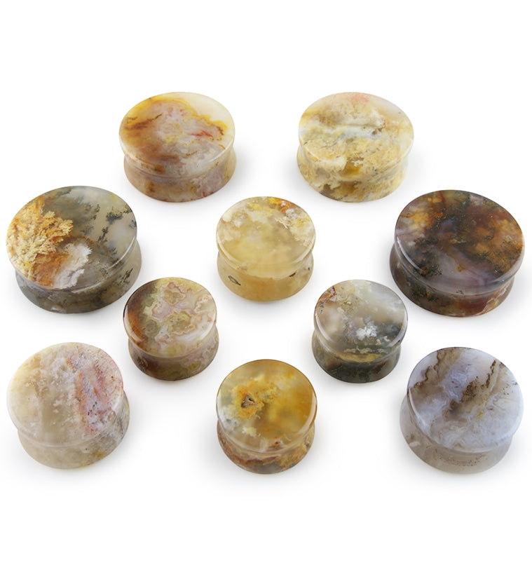 Graveyard Point Plume Agate Stone Plugs