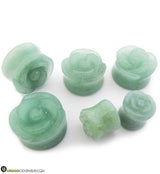 Jade green rose bud stone plugs