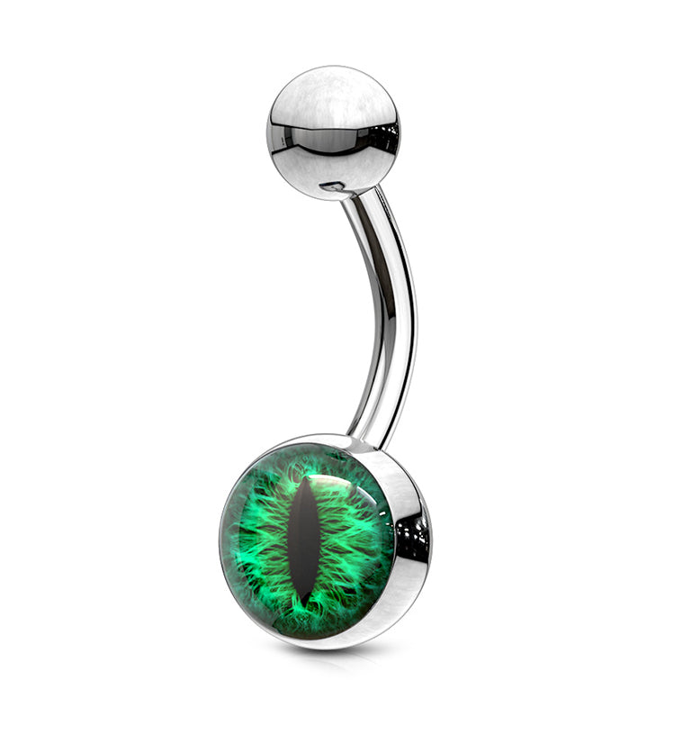 Green Cat's Eye Belly Button Ring