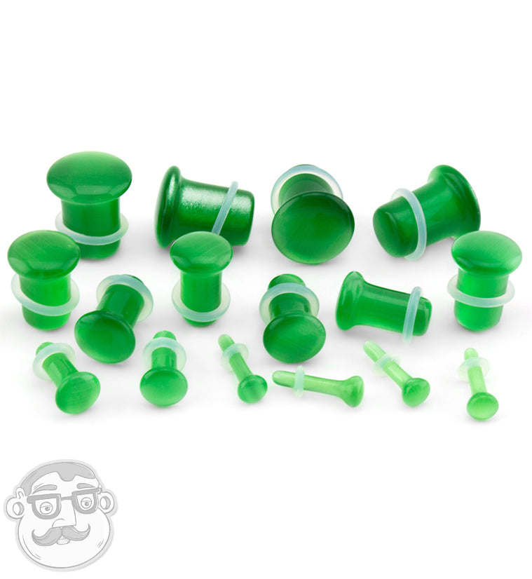 Green Cat's Eye Glass SIngle Flare Plugs