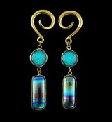 Green Dichroic Glass Coupe Hanging Ear Weights
