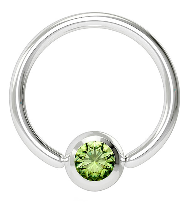 Green Gem Stainless Steel Captive Ring