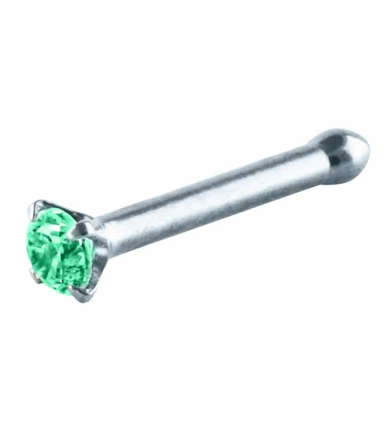 Green CZ Prong Set Titanium Nosebone