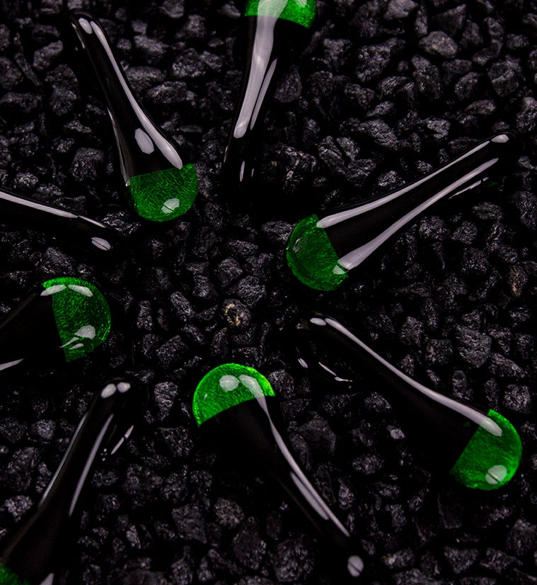 Green Drip Glass Ear Weights