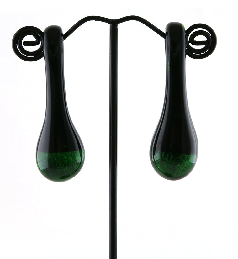Green Drip Glass Ear Weights
