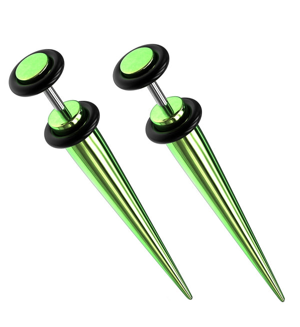 16G Green PVD Stainless Steel Fake Tapers / Gauges
