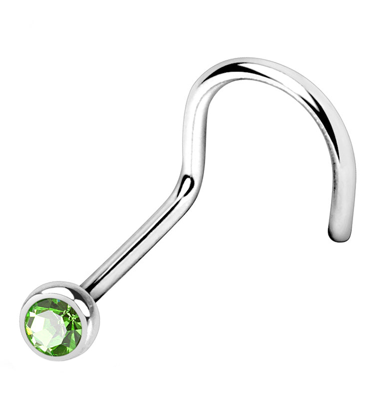 Green Gem Nose Screw Ring
