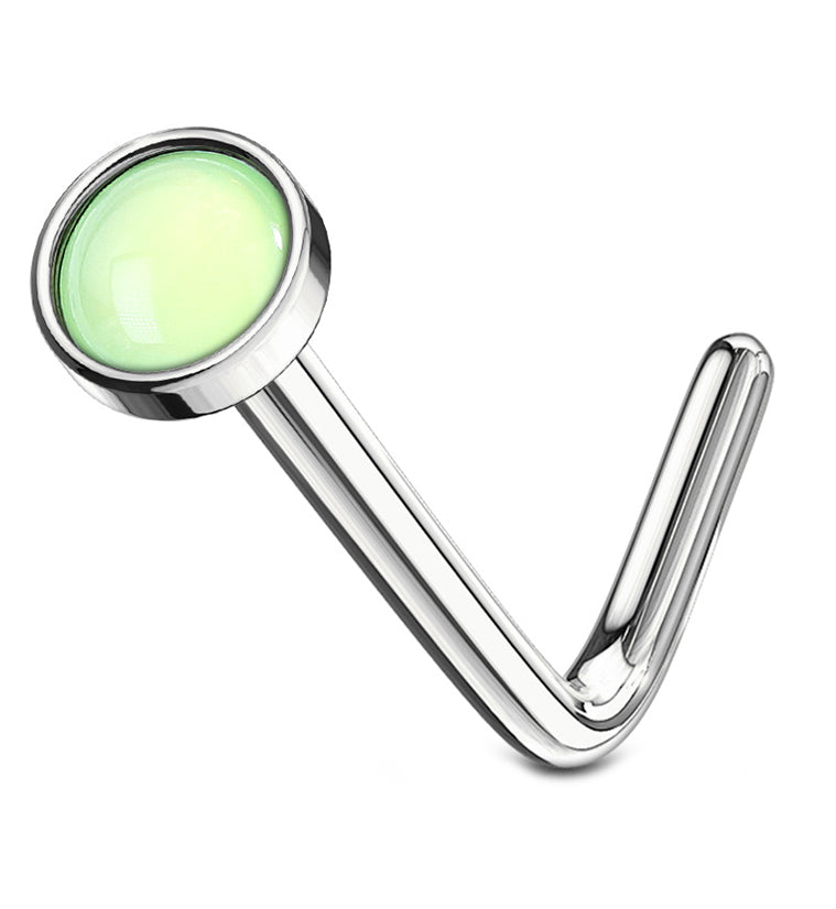 20G Green Escent Stainless Steel L Bend Nose Ring