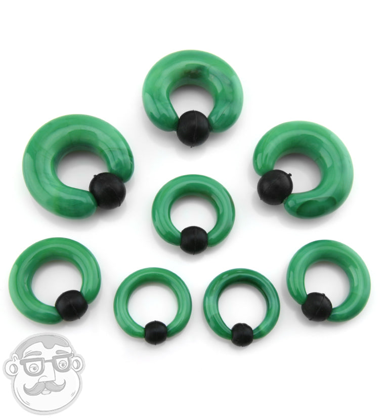 Green Glass Captive Ring