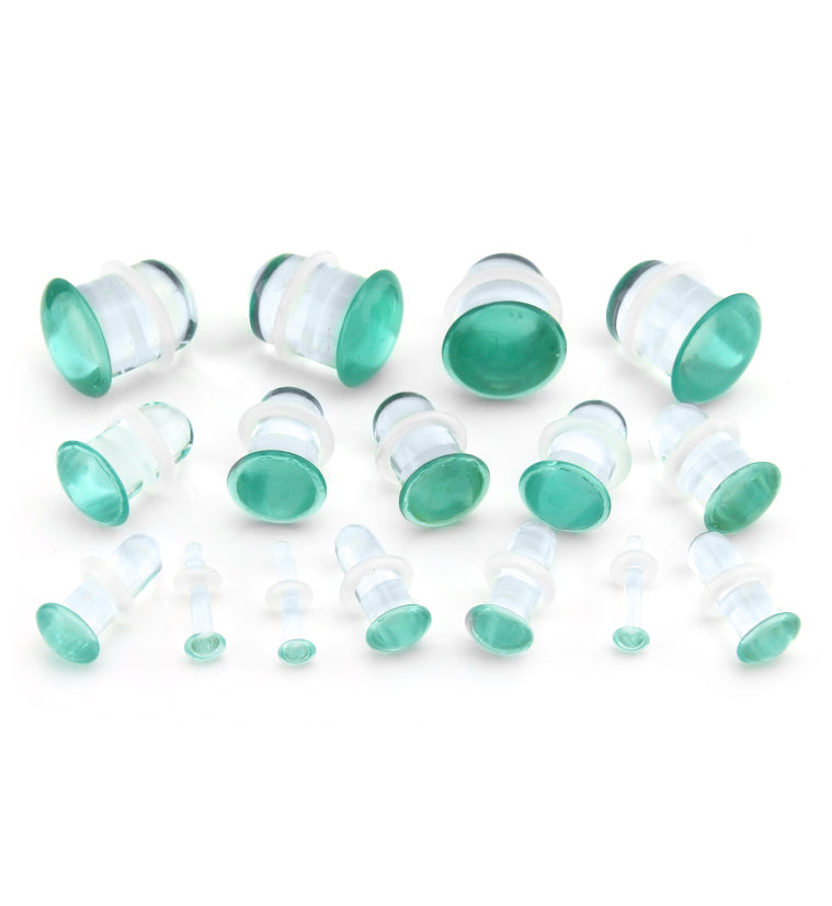 Green Color Front Single Flare Glass Plugs