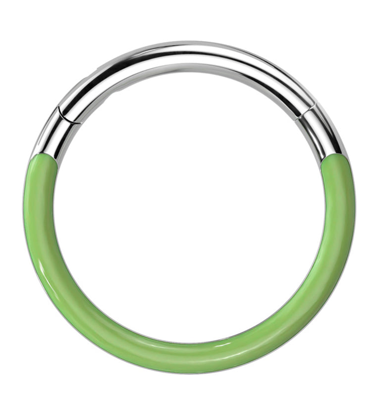 Green Glow In The Dark Front Facing Titanium Hinged Segment Ring