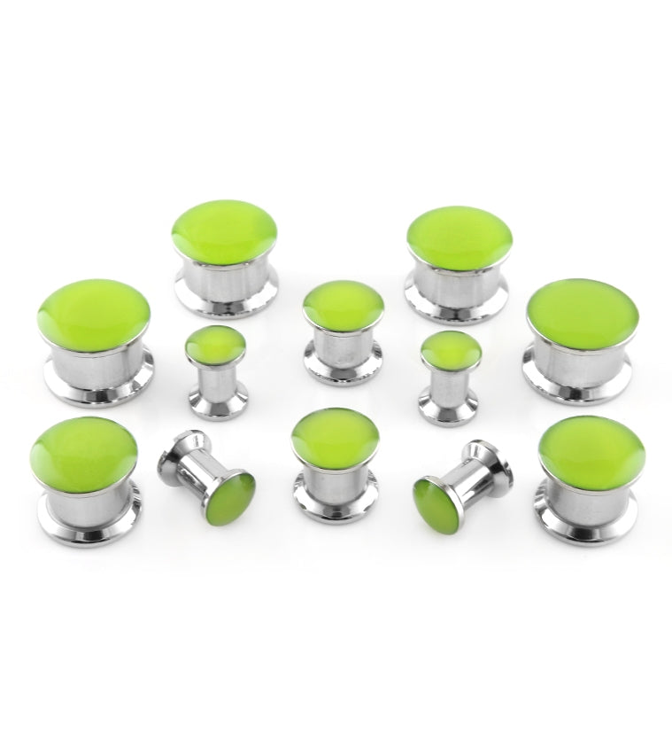 Green Glow In The Dark Steel Plugs