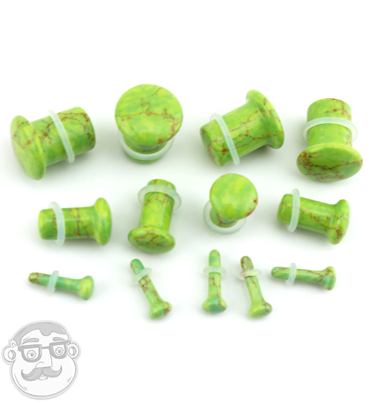 Green Howlite Stone Plugs - Single Flare