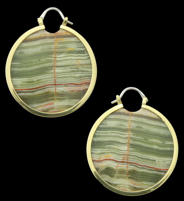 Green Onyx Stone Disc Ear Weights