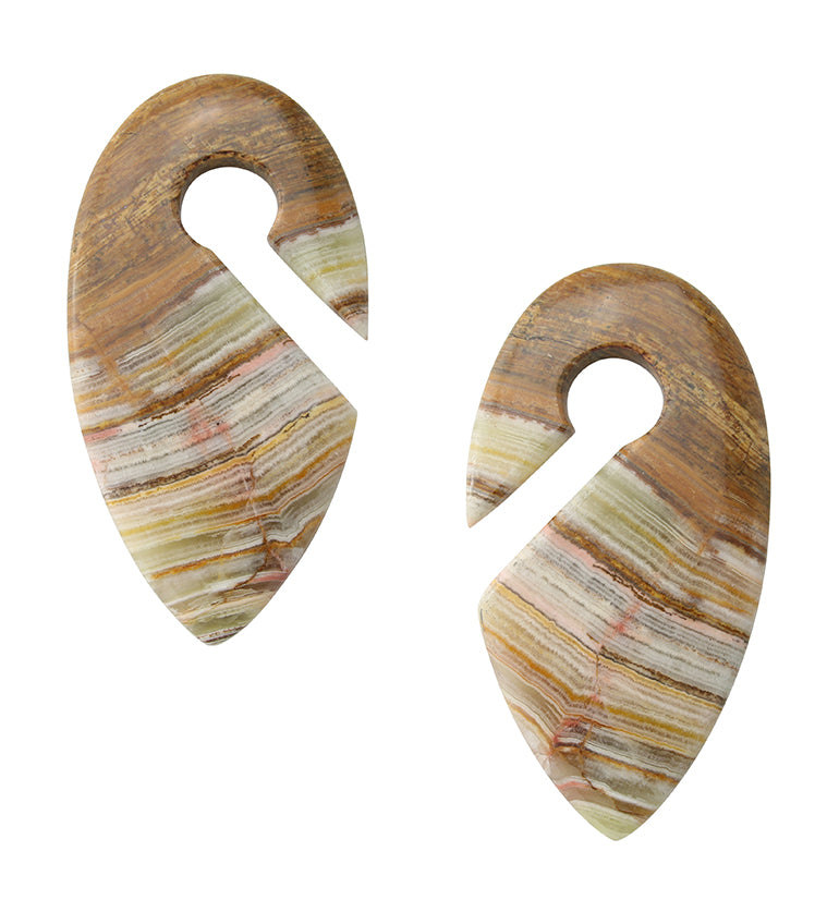 Green Onyx Stone Keyhole Ear Weights