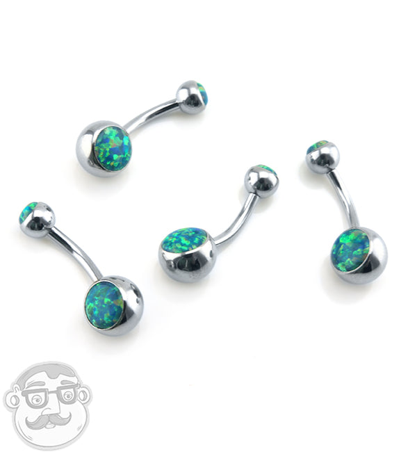 Green Opal Stainless Steel Belly Button Ring