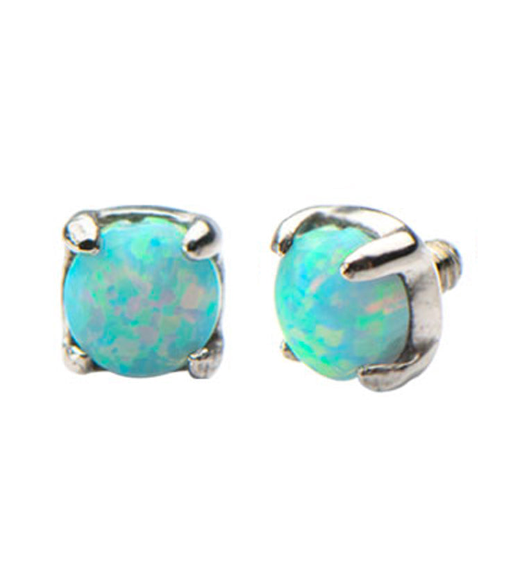 Green Opal Prong Stainless Steel End