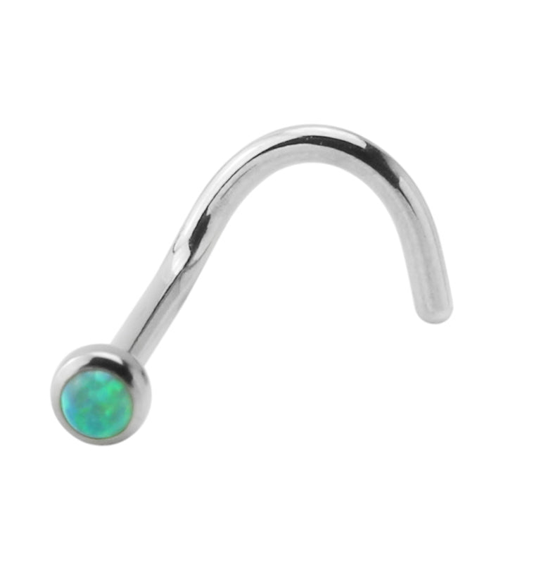 Green Opalite Titanium Nose Screw Ring