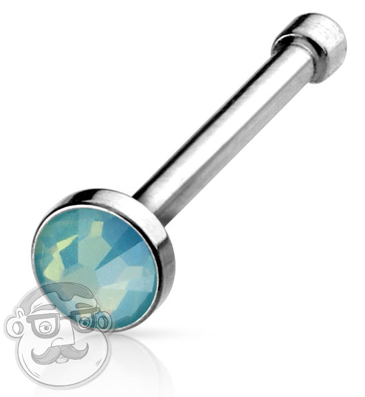 20G Opalite Flat Top Stainless Steel Nose Stud