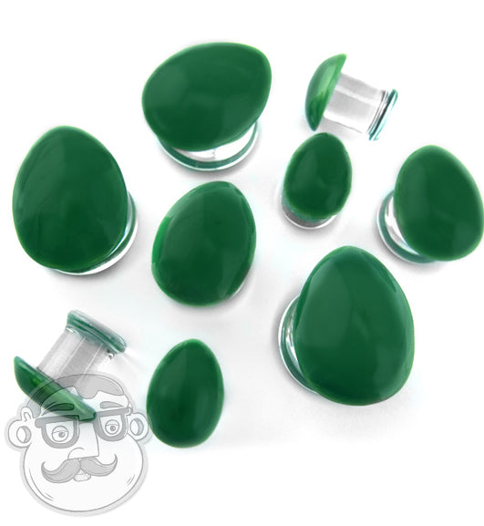 Green Oval Glass Plugs