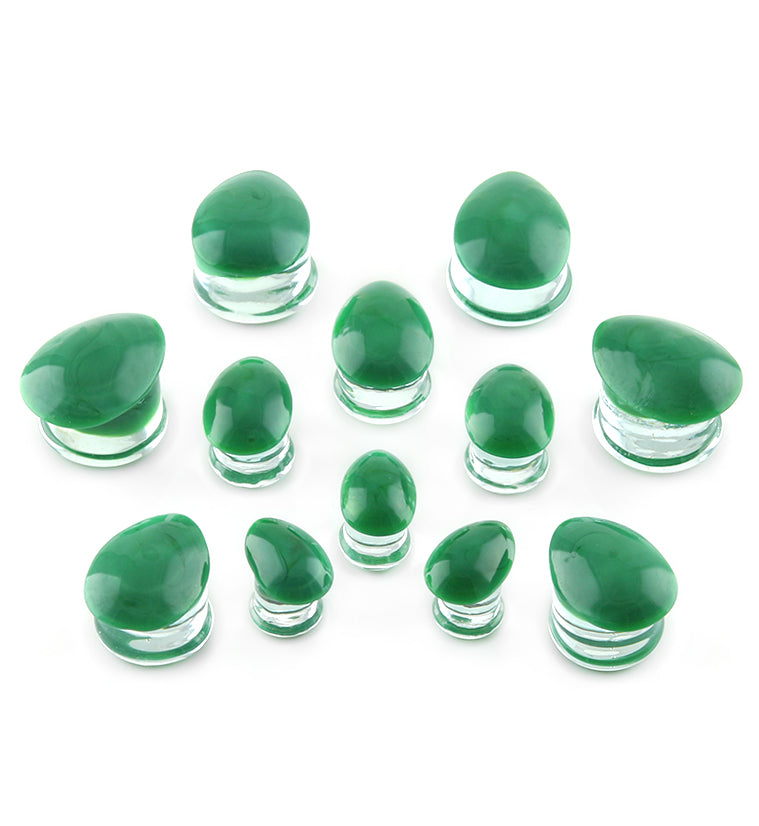 Green Oval Glass Plugs